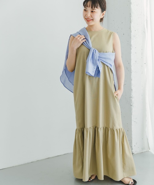 ITEMS URBANRESEARCH（アイテムズ アーバンリサーチ）の「リネンノースリーブワンピース（ワンピース・レディース・グリーン/ブラック/ベージュ・FREE）」の7枚目の写真