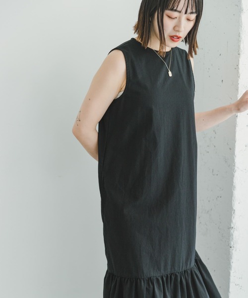 ITEMS URBANRESEARCH（アイテムズ アーバンリサーチ）の「リネンノースリーブワンピース（ワンピース・レディース・グリーン/ブラック/ベージュ・FREE）」の10枚目の写真