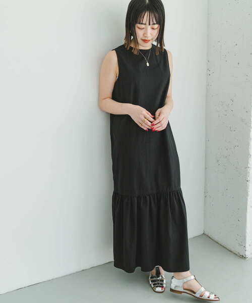 ITEMS URBANRESEARCH（アイテムズ アーバンリサーチ）の「リネンノースリーブワンピース（ワンピース・レディース・グリーン/ブラック/ベージュ・FREE）」の12枚目の写真