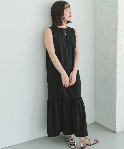 ITEMS URBANRESEARCH（アイテムズ アーバンリサーチ）の「リネンノースリーブワンピース（ワンピース・レディース・グリーン/ブラック/ベージュ・FREE）」の13枚目の写真