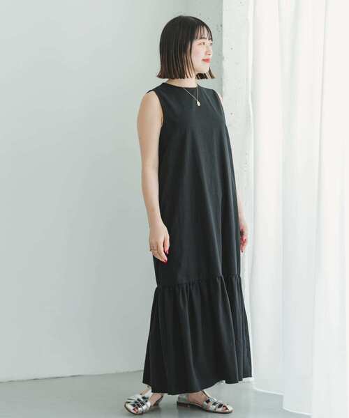 ITEMS URBANRESEARCH（アイテムズ アーバンリサーチ）の「リネンノースリーブワンピース（ワンピース・レディース・グリーン/ブラック/ベージュ・FREE）」の14枚目の写真