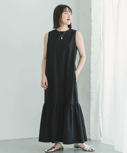 ITEMS URBANRESEARCH（アイテムズ アーバンリサーチ）の「リネンノースリーブワンピース（ワンピース・レディース・グリーン/ブラック/ベージュ・FREE）」の15枚目の写真