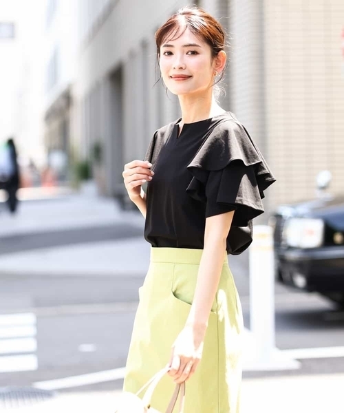 a.v.v(アーヴェヴェ)の「【接触冷感/UVカット】ラッフルフレアスリーブトップス(Tシャツ/カットソー・レディース・ブラック/ライトグレー/ダークインディゴブルー・34/38/36/42/40)」の20枚目の写真