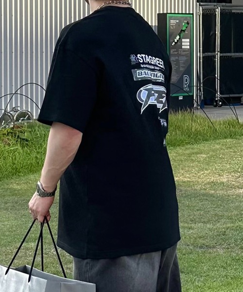 lilful(リルフル)の「バッグプリント オーバーサイズ Tシャツ(Tシャツ/カットソー・メンズ・ホワイト/ブラック/グレー・M/L)」の18枚目の写真