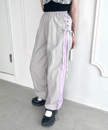 サイドレースアップナイロンパンツ