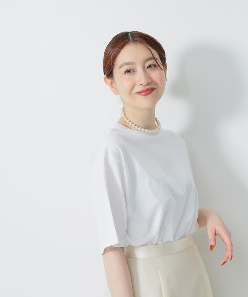 Demi-Luxe BEAMS（デミルクス ビームス）の「ベーシック ハーフスリーブ Tシャツ（Tシャツ/カットソー・レディース・ホワイト/ブラウン/ブルー系その他2・ONE SIZE）」の8枚目の写真