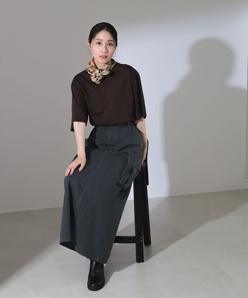 Demi-Luxe BEAMS（デミルクス ビームス）の「ベーシック ハーフスリーブ Tシャツ（Tシャツ/カットソー・レディース・ホワイト/ブラウン/ブルー系その他2・ONE SIZE）」の10枚目の写真