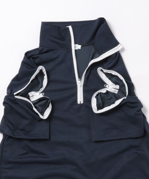TONE SELECT WEAR(トーンセレクトウェア)の「【URGE:】袖開き ハーフジップ 上下 セットアップ(セットアップ・レディース・ネイビー/ベージュ・X-LARGE/LARGE/MEDIUM)」の3枚目の写真