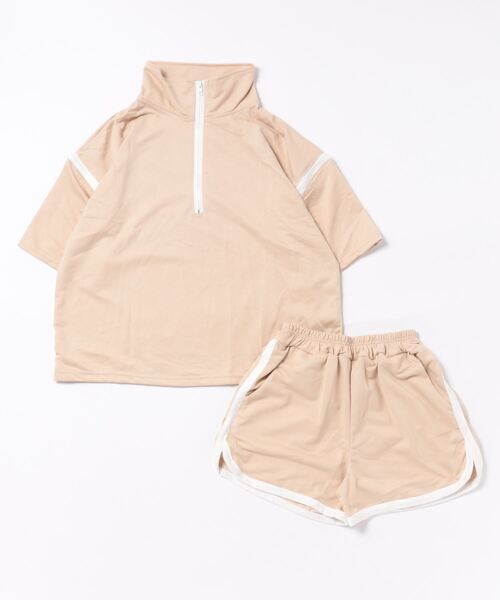 TONE SELECT WEAR(トーンセレクトウェア)の「【URGE:】袖開き ハーフジップ 上下 セットアップ(セットアップ・レディース・ネイビー/ベージュ・X-LARGE/LARGE/MEDIUM)」の6枚目の写真