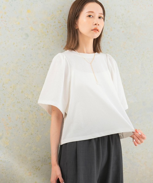 URBAN RESEARCH ROSSO WOMEN（アーバンリサーチ　ロッソ）の「ドライタッチワイドスリーブTシャツ（Tシャツ/カットソー・レディース・チャコールグレー/グリーン系その他/オレンジ/ホワイト・FREE）」の2枚目の写真