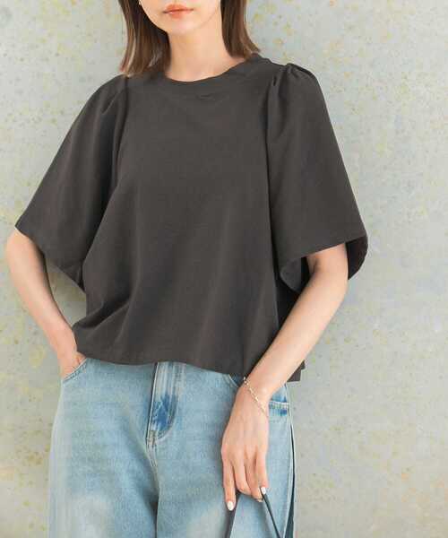 URBAN RESEARCH ROSSO WOMEN（アーバンリサーチ　ロッソ）の「ドライタッチワイドスリーブTシャツ（Tシャツ/カットソー・レディース・チャコールグレー/グリーン系その他/オレンジ/ホワイト・FREE）」の13枚目の写真