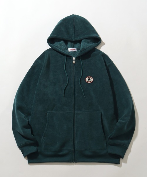 CONVERSE(コンバース)の「【CONVERSE/コンバース】リブ 裏ボア サガラワッペン ジップアップパーカー(パーカー・メンズ・グレイッシュベージュ/スミクロ/ブルーグリーン・L/M/LL)」の3枚目の写真