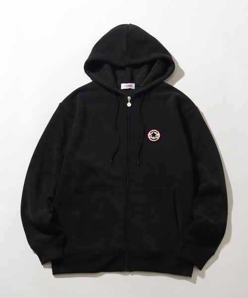 CONVERSE(コンバース)の「【CONVERSE/コンバース】リブ 裏ボア サガラワッペン ジップアップパーカー(パーカー・メンズ・グレイッシュベージュ/スミクロ/ブルーグリーン・L/M/LL)」の2枚目の写真