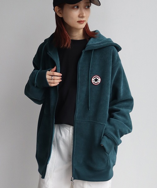 CONVERSE(コンバース)の「【CONVERSE/コンバース】リブ 裏ボア サガラワッペン ジップアップパーカー(パーカー・メンズ・グレイッシュベージュ/スミクロ/ブルーグリーン・L/M/LL)」の10枚目の写真