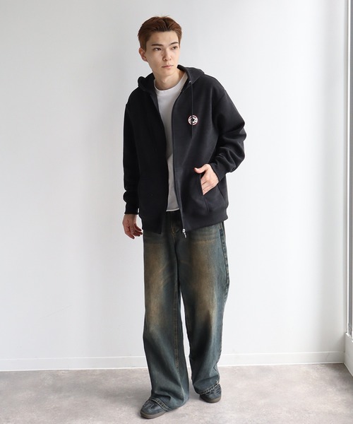 CONVERSE(コンバース)の「【CONVERSE/コンバース】リブ 裏ボア サガラワッペン ジップアップパーカー(パーカー・メンズ・グレイッシュベージュ/スミクロ/ブルーグリーン・L/M/LL)」の9枚目の写真