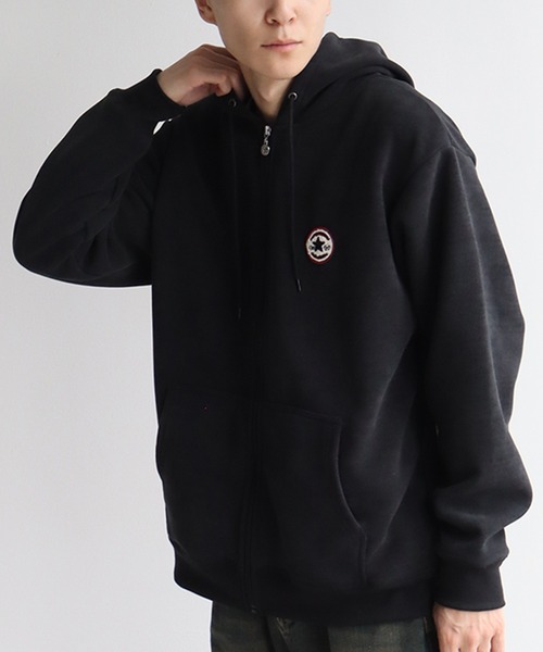 CONVERSE(コンバース)の「【CONVERSE/コンバース】リブ 裏ボア サガラワッペン ジップアップパーカー(パーカー・メンズ・グレイッシュベージュ/スミクロ/ブルーグリーン・L/M/LL)」の6枚目の写真