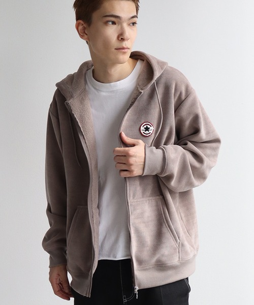 CONVERSE(コンバース)の「【CONVERSE/コンバース】リブ 裏ボア サガラワッペン ジップアップパーカー(パーカー・メンズ・グレイッシュベージュ/スミクロ/ブルーグリーン・L/M/LL)」の16枚目の写真