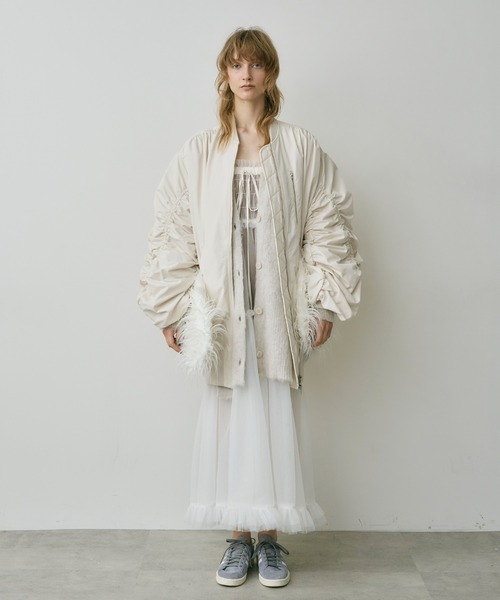 LA BELLE ETUDE（ラベルエチュード）の「ギャザーボリュームキルトライナーBIGシルエットMA-1（MA-1・レディース・ブラック/ホワイト/カーキ・FREE）」の8枚目の写真