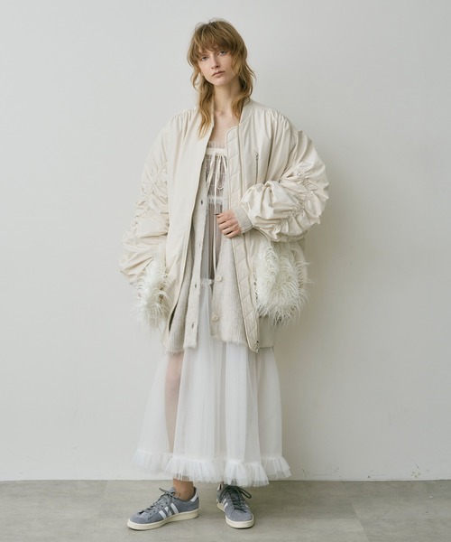 LA BELLE ETUDE（ラベルエチュード）の「ギャザーボリュームキルトライナーBIGシルエットMA-1（MA-1・レディース・ブラック/ホワイト/カーキ・FREE）」の19枚目の写真