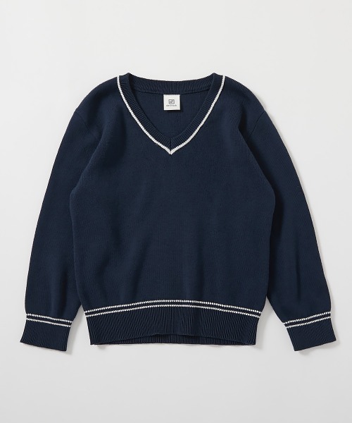 綿100％ 洗える スクールニット Vネック プルオーバー（ニット