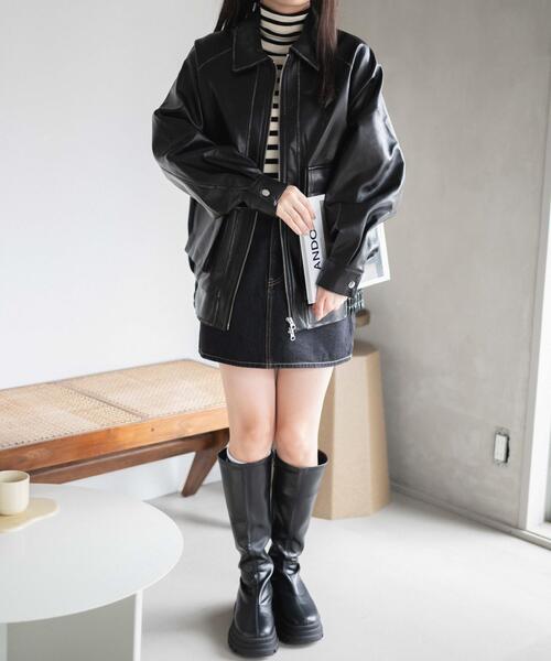 WEGO（ウィゴー）の「WEGO/エイジドフェイクレザーブルゾン