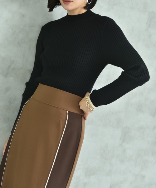 INTERPLANET(インタープラネット)の「袖口配色パール付きハイネックリブニット(ニット/セーター・レディース・レッド/ブラック/オフホワイト/グレー・FREE)」の16枚目の写真