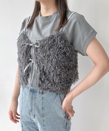 AS KNOW AS plus（アズノゥアズプラス）の「◇リボンアソートビスチェ（フェザー・ラメシャギー）（キャミソール・レディース）」