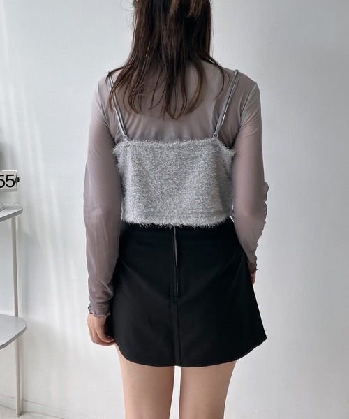 AS KNOW AS plus（アズノゥアズプラス）の「◇リボンアソートビスチェ（フェザー・ラメシャギー）（キャミソール・レディース・ライトグレー系/ブラック系/アイボリー系/グレー系・FREE）」の18枚目の写真