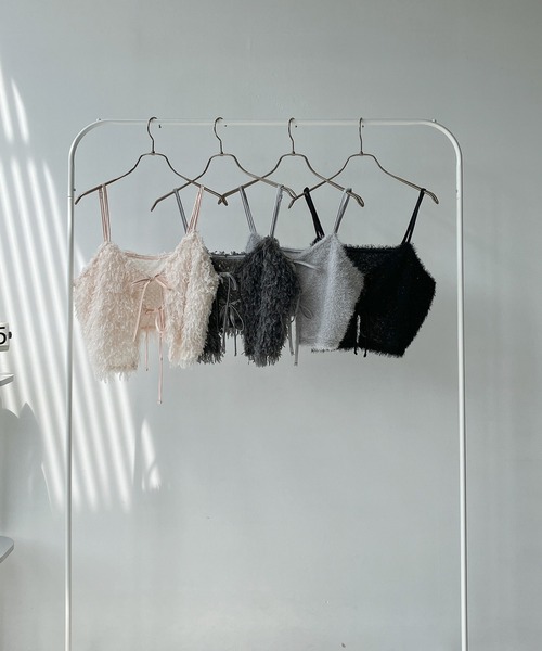 AS KNOW AS plus（アズノゥアズプラス）の「◇リボンアソートビスチェ（フェザー・ラメシャギー）（キャミソール・レディース・ライトグレー系/ブラック系/アイボリー系/グレー系・FREE）」の12枚目の写真