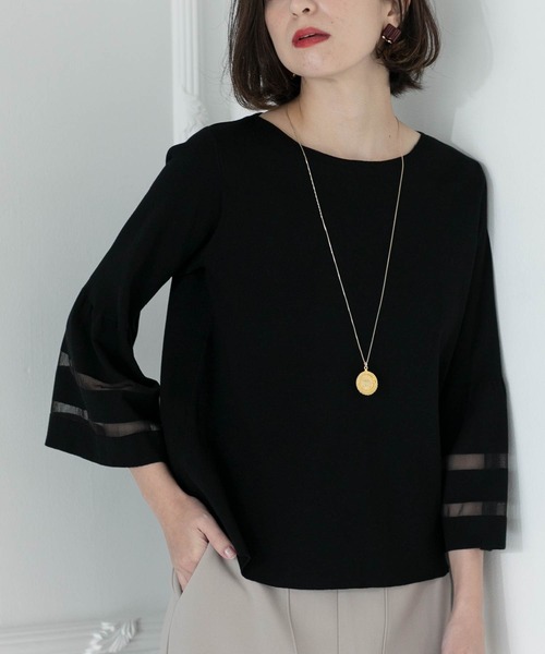 OPAQUE.CLIP（オペークドットクリップ）の「◆UV シアーフレアスリーブニット【抗ピル/洗濯機洗い可】（ニット/セーター・レディース・ライトブルー/チャコールグレー/オフホワイト/ブラック/ブラウン系・40/42/38）」の13枚目の写真