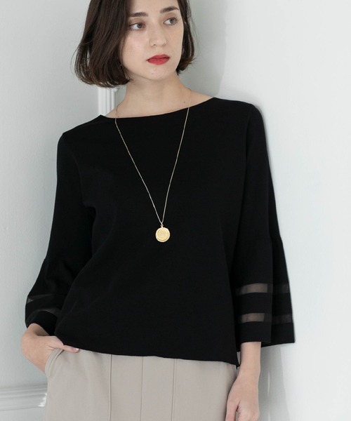 OPAQUE.CLIP（オペークドットクリップ）の「◆UV シアーフレアスリーブニット【抗ピル/洗濯機洗い可】（ニット/セーター・レディース・ライトブルー/チャコールグレー/オフホワイト/ブラック/ブラウン系・40/42/38）」の14枚目の写真