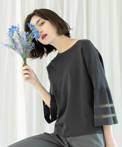 OPAQUE.CLIP（オペークドットクリップ）の「◆UV シアーフレアスリーブニット【抗ピル/洗濯機洗い可】（ニット/セーター・レディース・ライトブルー/チャコールグレー/オフホワイト/ブラック/ブラウン系・40/42/38）」の19枚目の写真