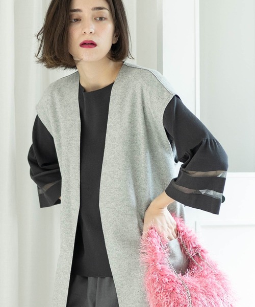 OPAQUE.CLIP（オペークドットクリップ）の「◆UV シアーフレアスリーブニット【抗ピル/洗濯機洗い可】（ニット/セーター・レディース・ライトブルー/チャコールグレー/オフホワイト/ブラック/ブラウン系・40/42/38）」の21枚目の写真