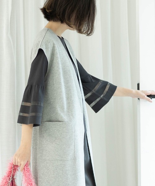 OPAQUE.CLIP（オペークドットクリップ）の「◆UV シアーフレアスリーブニット【抗ピル/洗濯機洗い可】（ニット/セーター・レディース・ライトブルー/チャコールグレー/オフホワイト/ブラック/ブラウン系・40/42/38）」の22枚目の写真