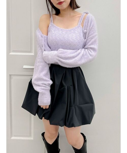 dazzlin（ダズリン）の「ミニシャギーラメニットキャミ（ニット/セーター・レディース・パープル/ベージュ/ピンク/グレー/ブルー・FREE）」の4枚目の写真