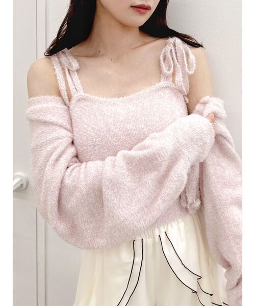 dazzlin（ダズリン）の「ミニシャギーラメニットキャミ（ニット/セーター・レディース・パープル/ベージュ/ピンク/グレー/ブルー・FREE）」の5枚目の写真