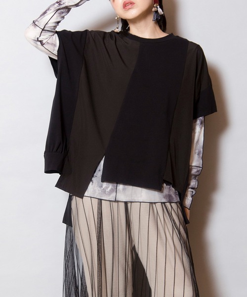 OSMOSIS(オズモーシス)の「切替配色プルオーバー(Tシャツ/カットソー・レディース・ホワイト/カーキ/ブラック・ONE SIZE)」の2枚目の写真