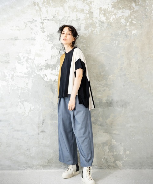 OSMOSIS(オズモーシス)の「切替配色プルオーバー(Tシャツ/カットソー・レディース・ホワイト/カーキ/ブラック・ONE SIZE)」の5枚目の写真