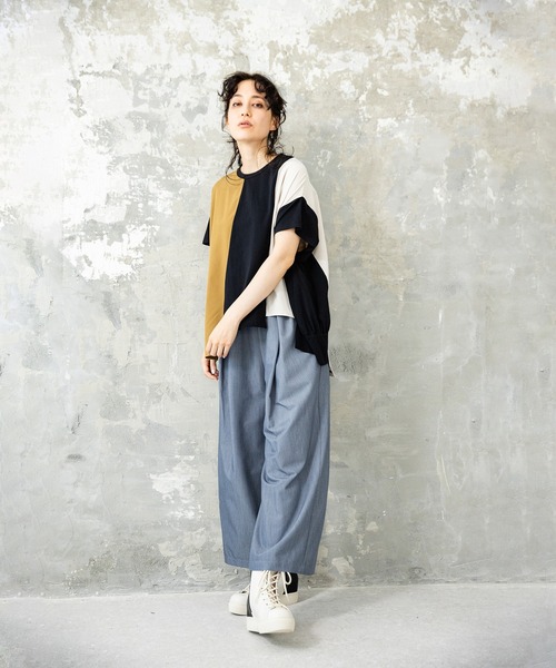 OSMOSIS(オズモーシス)の「切替配色プルオーバー(Tシャツ/カットソー・レディース・ホワイト/カーキ/ブラック・ONE SIZE)」の6枚目の写真