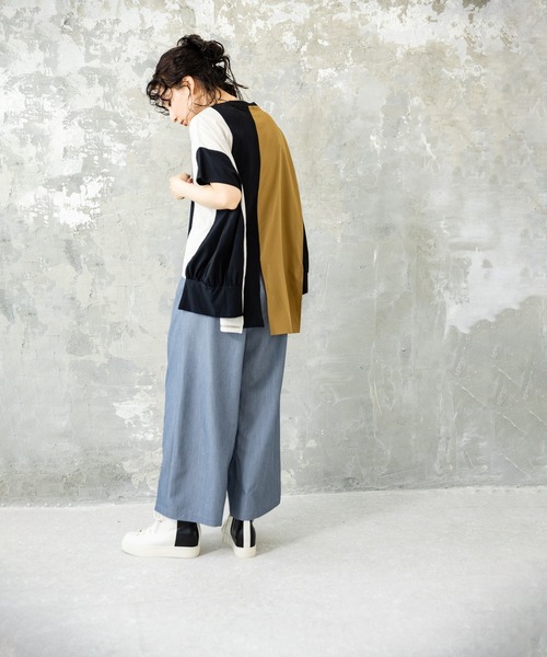 OSMOSIS(オズモーシス)の「切替配色プルオーバー(Tシャツ/カットソー・レディース・ホワイト/カーキ/ブラック・ONE SIZE)」の7枚目の写真