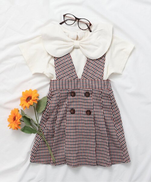 apres les cours（アプレレクール）の「【リンク】サス付きプリーツスカート（スカート・キッズ・チャコール/チェック・120/110/100/90/80/140/130）」の5枚目の写真