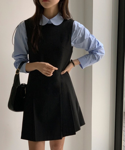 LAC-VERT（ラック・ヴェール）の「プリーツ切替ミニ丈ワンピース（ワンピース・レディース・ブラック/チャコールグレー/ホワイト/ネイビー・FREE）」の13枚目の写真