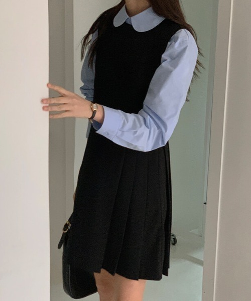 LAC-VERT（ラック・ヴェール）の「プリーツ切替ミニ丈ワンピース（ワンピース・レディース・ブラック/チャコールグレー/ホワイト/ネイビー・FREE）」の18枚目の写真