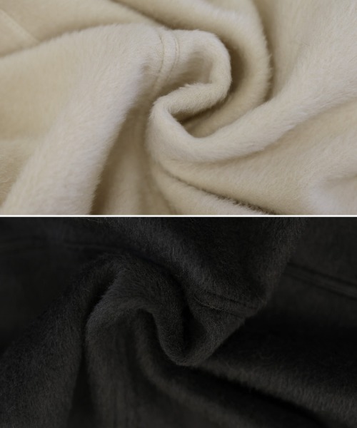 select MOCA(セレクトモカ)の「カーブスリーブコクーンショートアウター(ステンカラーコート・レディース・アイボリー/ブラック・MEDIUM/LARGE)」の22枚目の写真