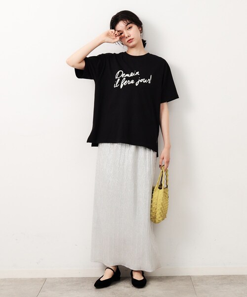 OPAQUE.CLIP（オペークドットクリップ）の「◆リラクシープリントロゴTシャツ【洗濯機洗い可】（Tシャツ/カットソー・レディース・ブラック/ホワイト/ライトベージュ・42/40/38）」の7枚目の写真