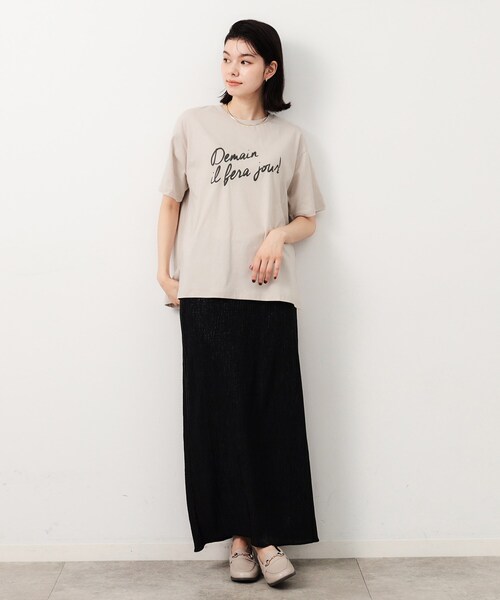 OPAQUE.CLIP（オペークドットクリップ）の「◆リラクシープリントロゴTシャツ【洗濯機洗い可】（Tシャツ/カットソー・レディース・ブラック/ホワイト/ライトベージュ・42/40/38）」の11枚目の写真