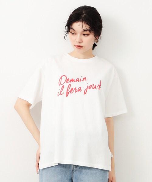 OPAQUE.CLIP（オペークドットクリップ）の「◆リラクシープリントロゴTシャツ【洗濯機洗い可】（Tシャツ/カットソー・レディース・ブラック/ホワイト/ライトベージュ・42/40/38）」の14枚目の写真