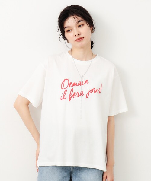 OPAQUE.CLIP（オペークドットクリップ）の「◆リラクシープリントロゴTシャツ【洗濯機洗い可】（Tシャツ/カットソー・レディース・ブラック/ホワイト/ライトベージュ・42/40/38）」の16枚目の写真