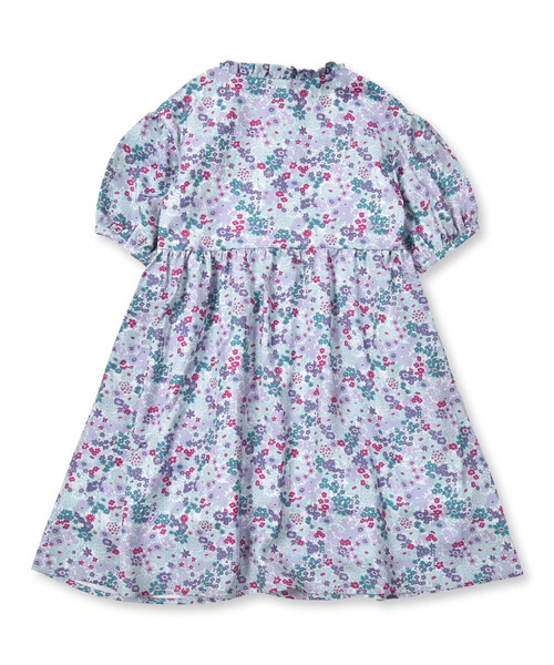 【セール】【お揃い】サテンフローラルパフスリーブワンピース(90~150cm)（ワンピース）｜BeBe（ベベ）