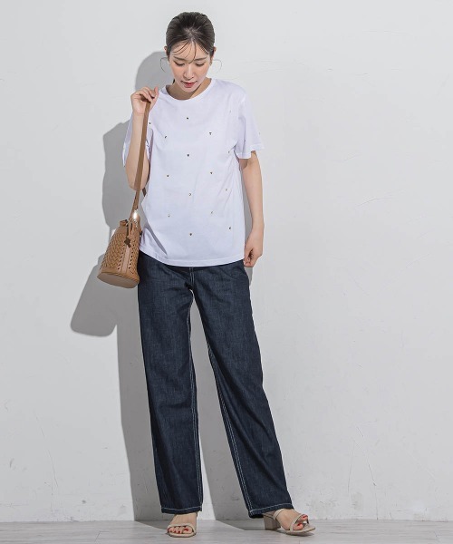 VICKY(ビッキー)の「ハートホットフィックスTシャツ≪手洗い可能≫(Tシャツ/カットソー・レディース・ブラック/アイボリー/ホワイト系その他/チャコールグレー・M)」の14枚目の写真
